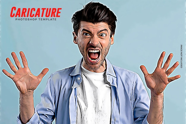 Maquete de foto com efeito de desenho animado PSD caricatura