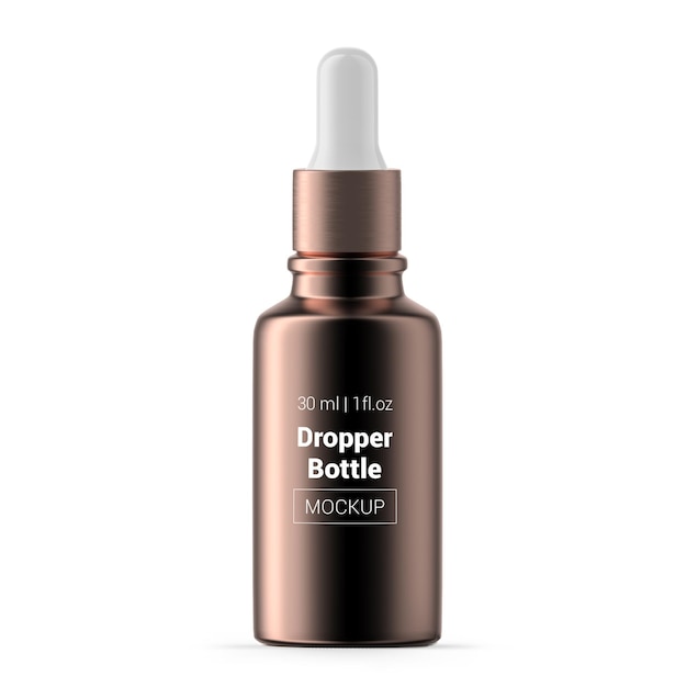 Maquete de frasco conta-gotas de vidro de ouro rosa 30ml 1 oz