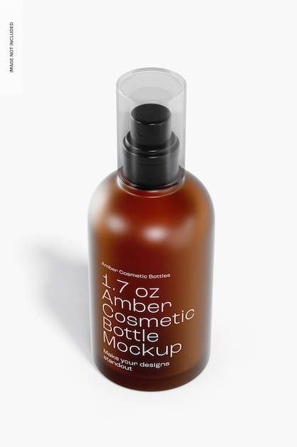 Maquete de frasco cosmético âmbar de 1,7 onças, perspectiva