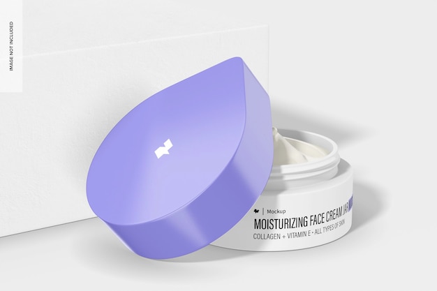Maquete de frasco de creme hidratante facial aberto