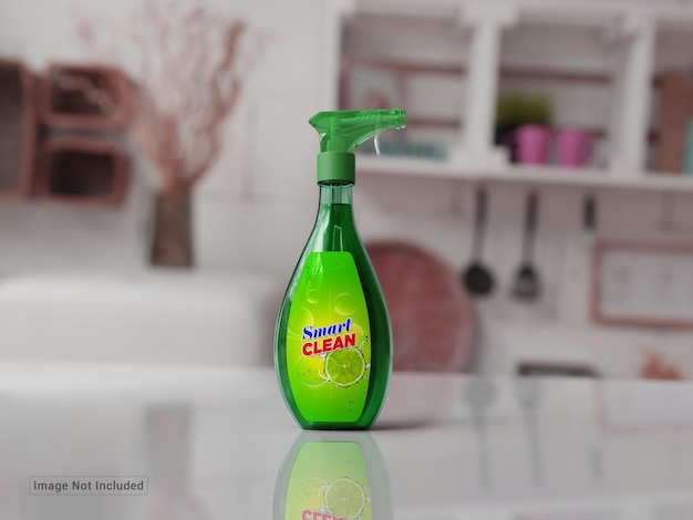 PSD maquete de frasco de detergente em spray de plástico psd