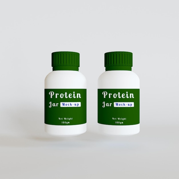 Maquete de frasco de proteína em pó de plástico