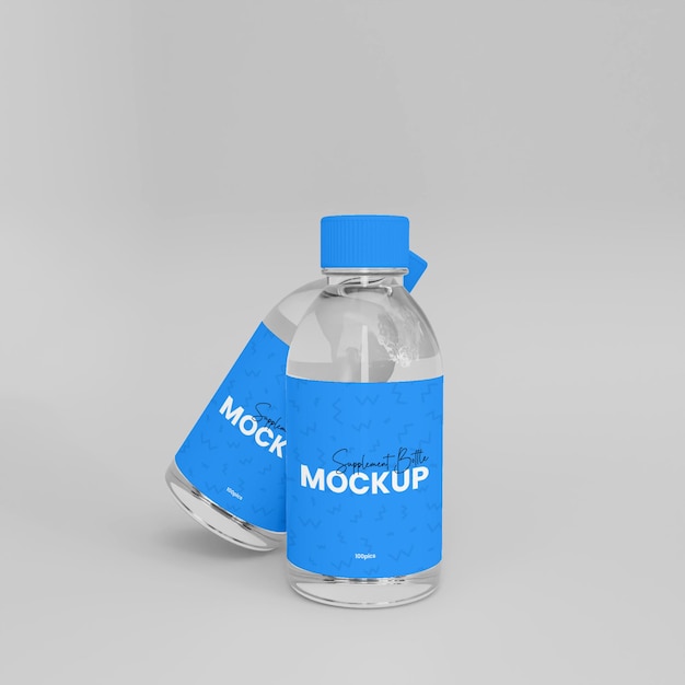 Maquete de frasco de remédio de suplemento de vidro 3D