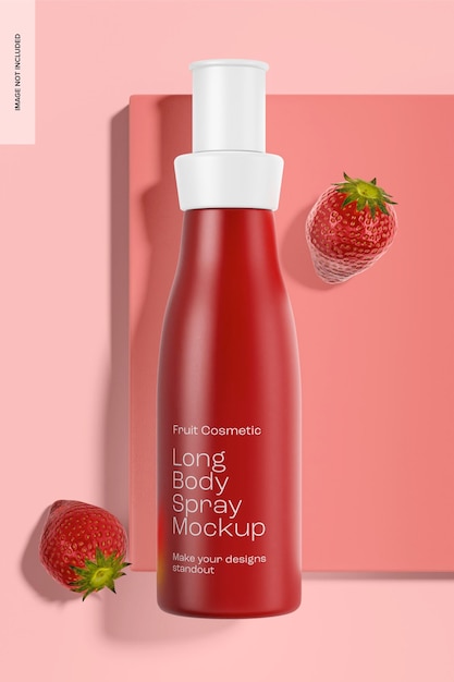 Maquete de frasco de spray corporal longo, vista superior