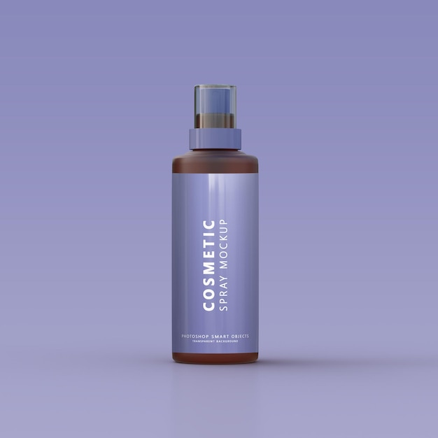 Maquete de frasco de spray cosmético âmbar semi transparente