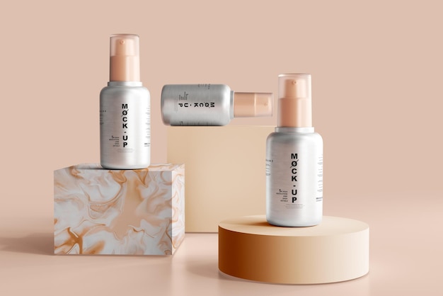 Maquete de frasco de spray cosmético de alumínio