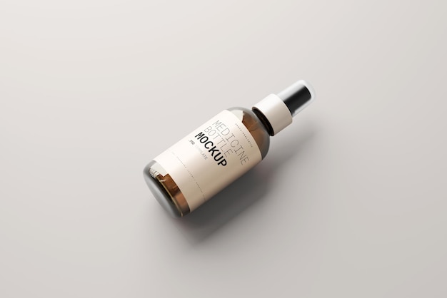 Maquete de frasco de spray cosmético de vidro âmbar