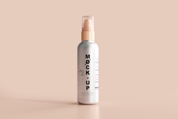 Maquete de frasco de spray cosmético para corpo em alumínio
