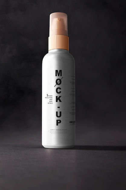 Maquete de frasco de spray cosmético para corpo em alumínio