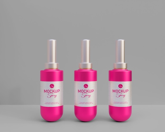 Maquete de frasco de spray de perfume metálico em 3d