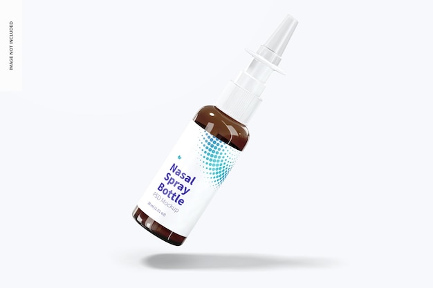 PSD maquete de frasco de spray nasal de vidro, flutuante