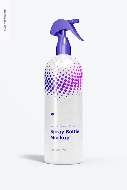 Maquete de frasco de spray redondo metálico Cosmo de 16 onças