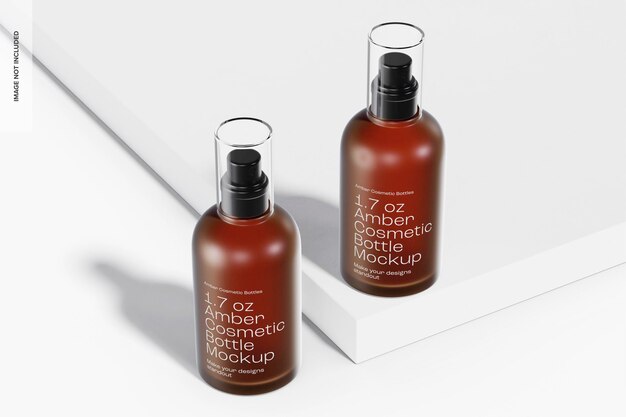 Maquete de frascos cosméticos âmbar de 1,7 onças