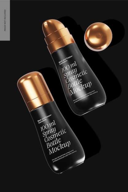 Maquete de frascos de cosméticos em spray de 100 ml, vista superior