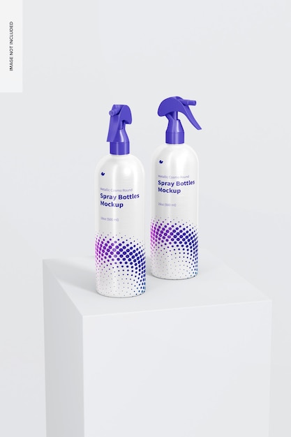 Maquete de frascos de spray redondo metálico Cosmo de 16 onças