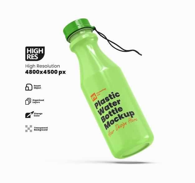 Maquete de garrafa de água de plástico