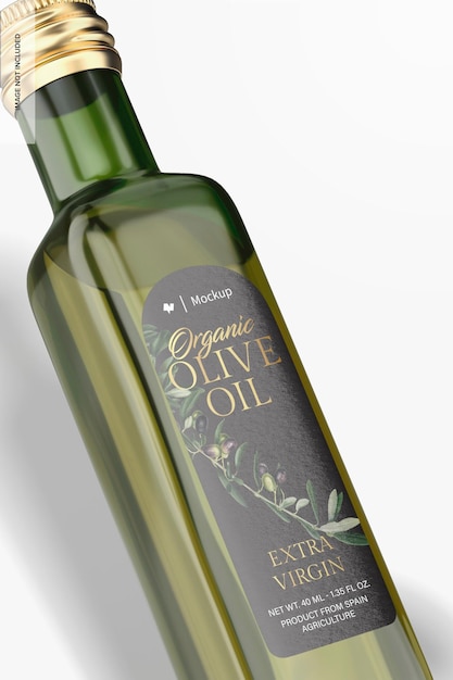 Maquete de garrafa de azeite 40 ml, close-up