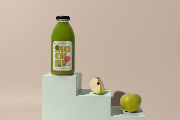 Maquete de garrafa de bebida verde deliciosa