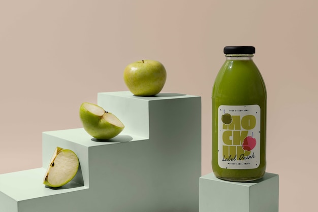 Maquete de garrafa de bebida verde deliciosa