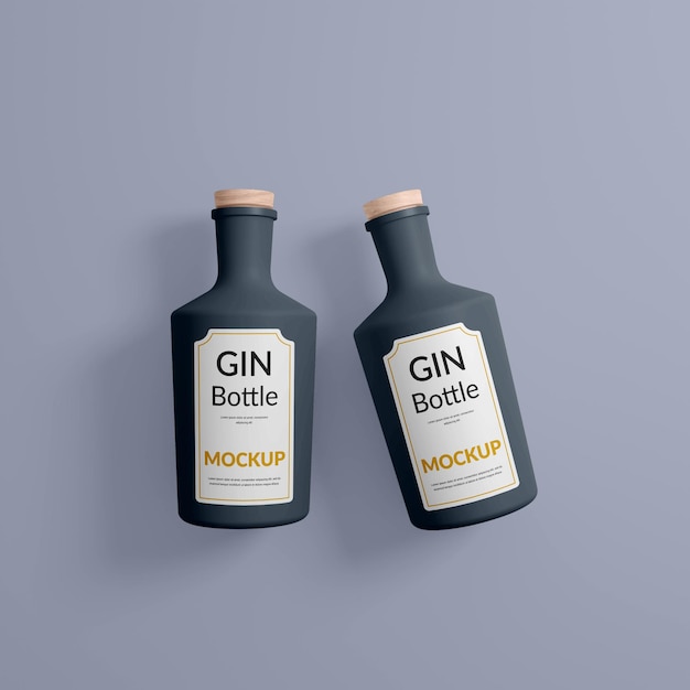 Maquete de garrafa de Black Gin Psd premium