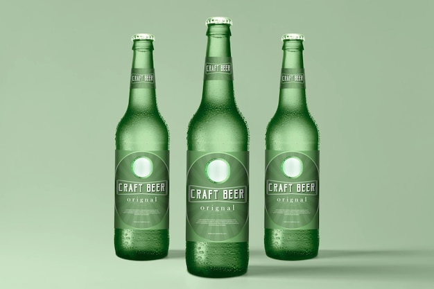 Maquete de garrafa de cerveja verde