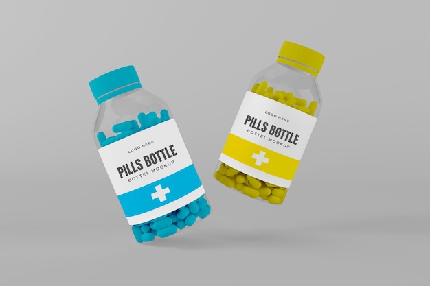 PSD maquete de garrafa de pílula