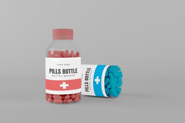PSD maquete de garrafa de pílula