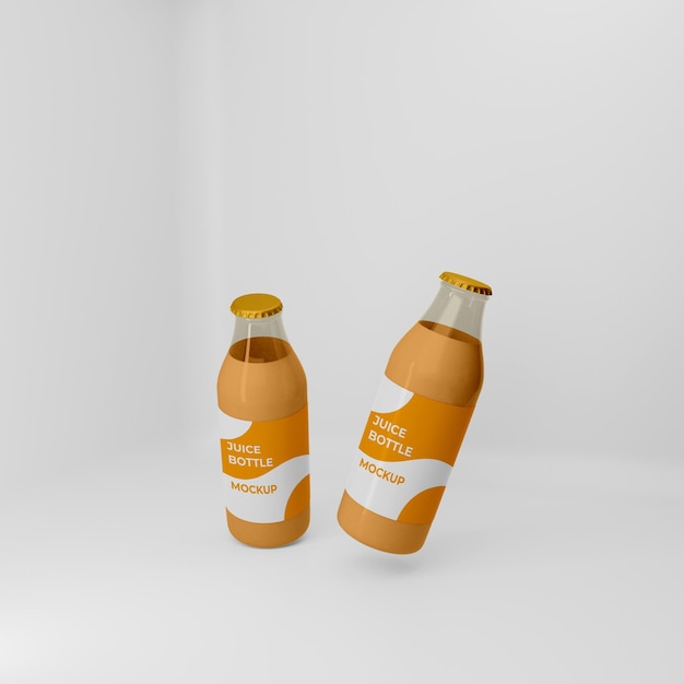 PSD maquete de garrafa de suco de laranja em 3d totalmente editável