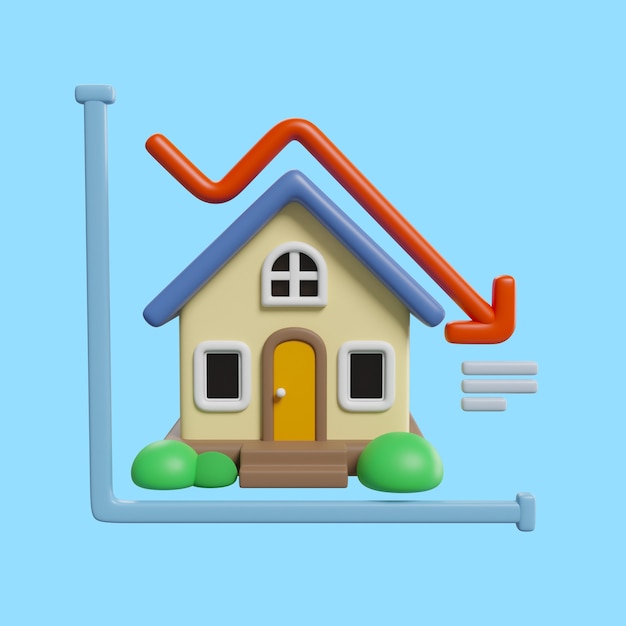 Maquete de ícone imobiliário tridimensional