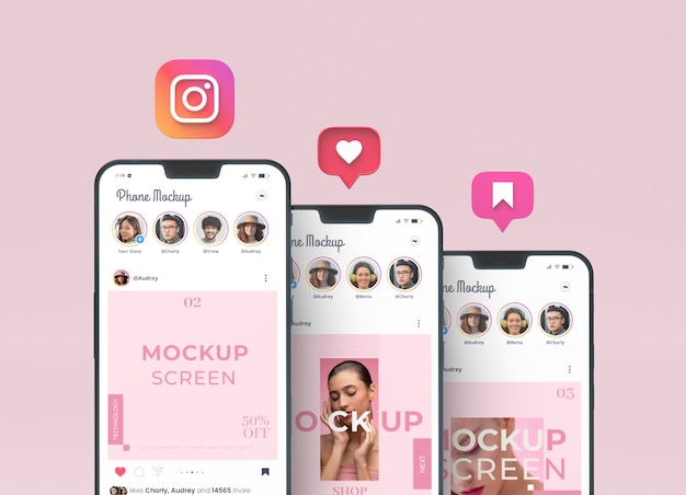 Maquete de interface de aplicativo de mídia social no smartphone