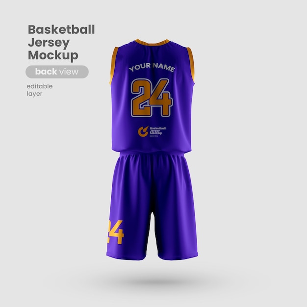 Maquete de jersey para a vista traseira do clube de basquete