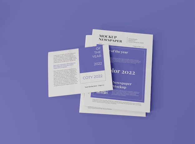 Maquete de jornal na cor do ano 2022