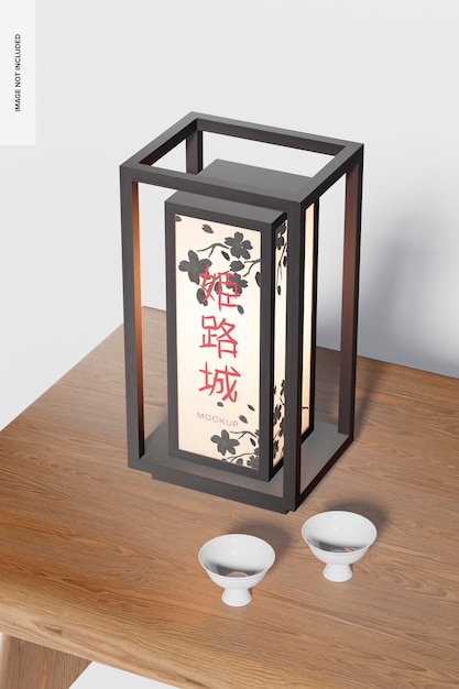 Maquete de lâmpada japonesa de papel, perspectiva