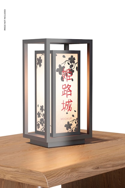 Maquete de lâmpada japonesa em papel, vista esquerda