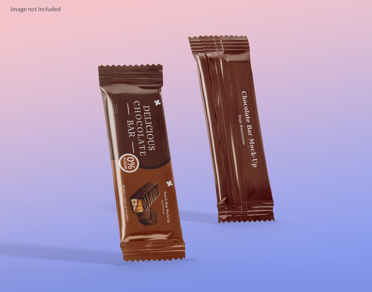 PSD maquete de lanche, doce e barra de chocolate