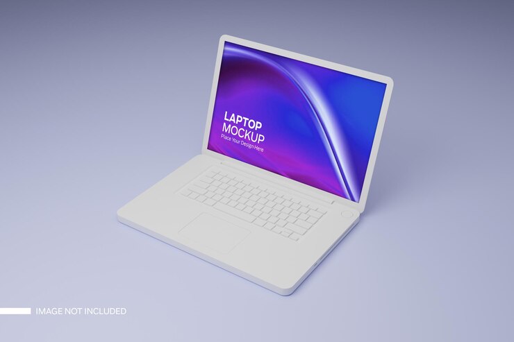 Maquete de laptop branco de vista lateral