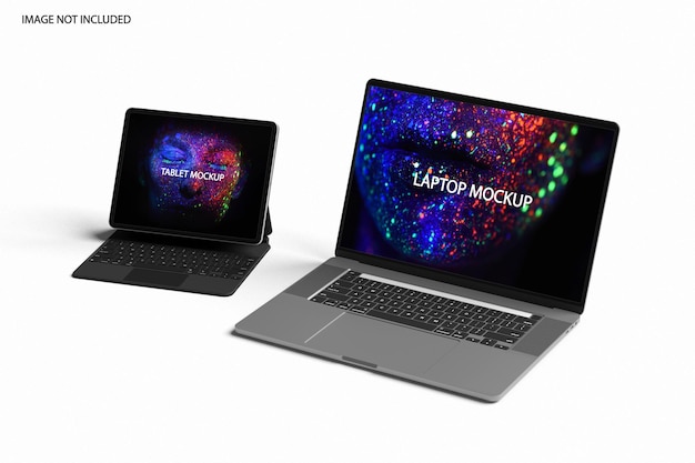 Maquete de laptop e tablet