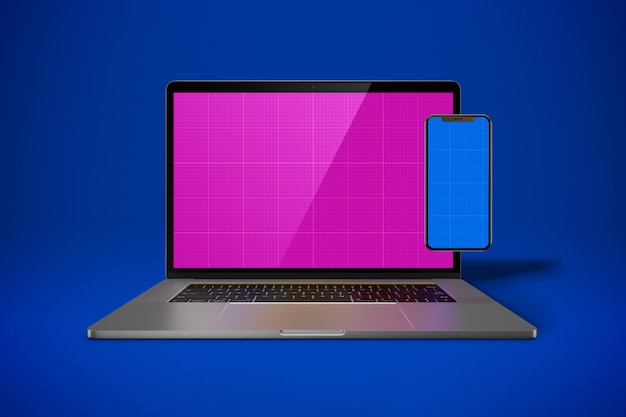 Maquete de laptop e telefone
