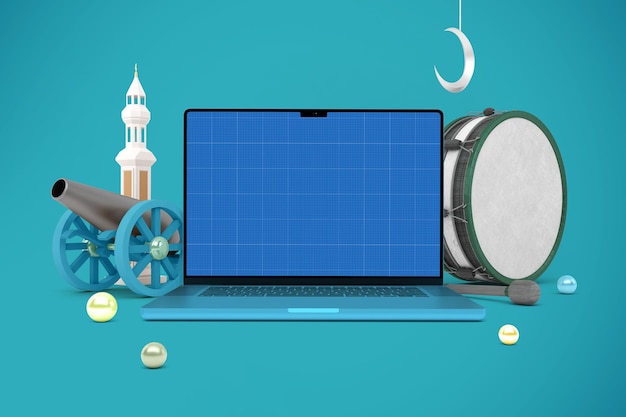PSD maquete de laptop ramadan