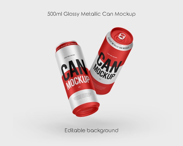 Maquete de lata metálico brilhante de 500ml