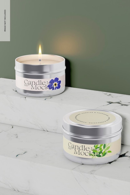 Maquete de latas de velas perfumadas