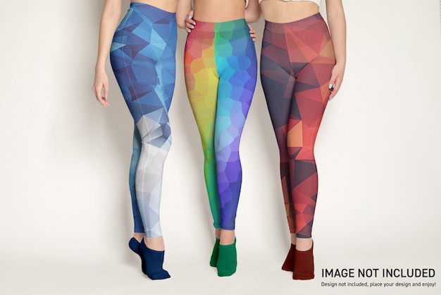 Maquete de legging de três meninas