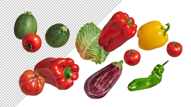 PSD maquete de legumes frescos caindo com fundo editável