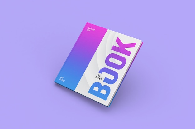 Maquete de livro de capa dura quadrada realista editável de alta qualidade em um fundo limpo