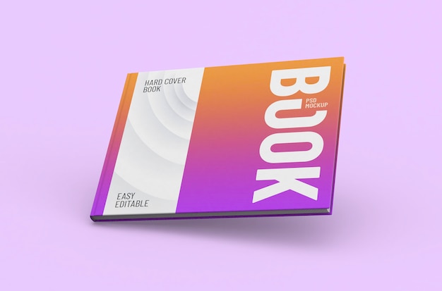 PSD maquete de livro de capa dura retangular realista de alta qualidade editável em um fundo limpo