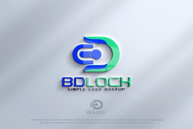 PSD maquete de logotipo 3d em fundo branco