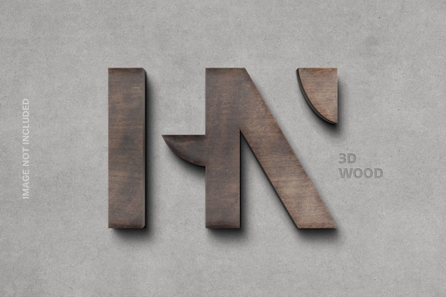 Maquete de logotipo 3D em madeira