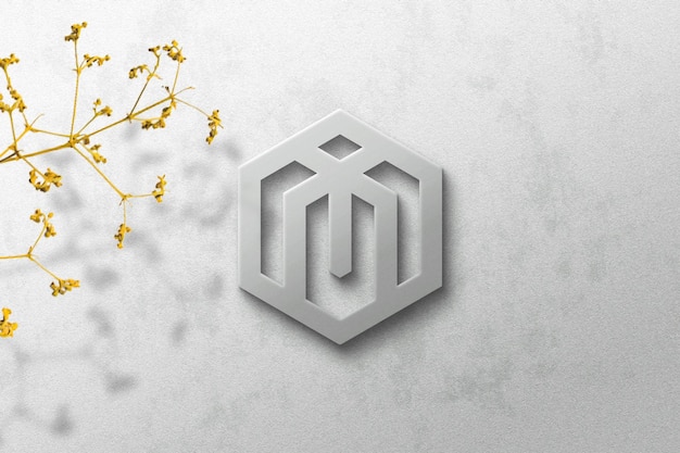 maquete de logotipo 3D realista com efeito prateado