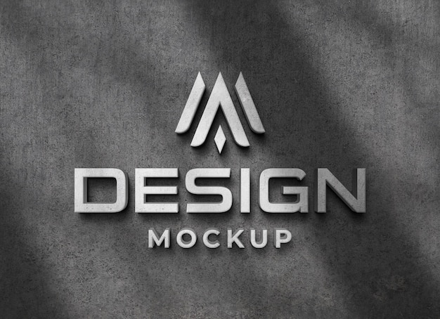 Maquete de logotipo 3D realista em parede de concreto com sobreposição de sombra