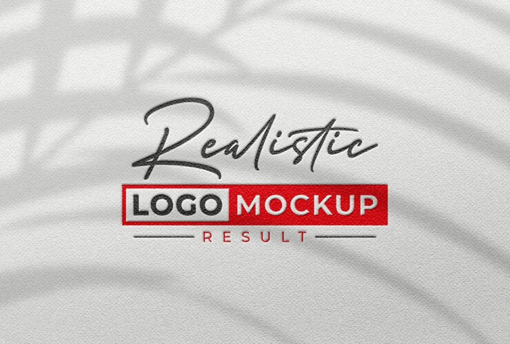 Maquete de logotipo colorido em papel branco com sombra de sobreposição